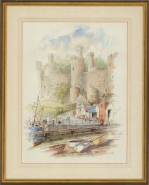 Archie Nivon - 1988 Watercolour, Quayside in Conwy