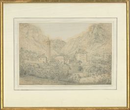 A. Cust - Mid 19th Century Graphite Drawing, Bignasco, Switzerland