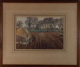 A. W. Colby - 1947 Watercolour, Ploughed Field
