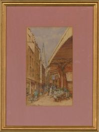 P. Bedecy - Signed 1926 Watercolour, Market Street