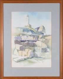 T.I.D - Signed 1984 Watercolour, Rocky Landscape