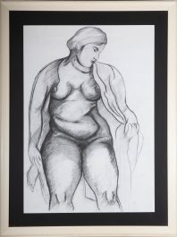 20th Century Charcoal Drawing - Female Nude