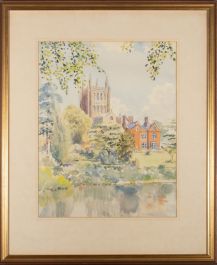 M. Cambell - 20th Century Watercolour, Church by the River