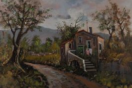 G. Pellesini - Signed Mid 20th Century Acrylic, The Cottage on the Path