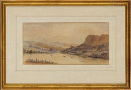 J.R. Newbold - 1884 Watercolour, Mountain Lake