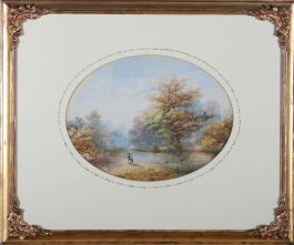J. Johnson - 1863 Watercolour, Stepping Stones