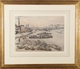 William T. Martin Hawksworth (1853-1935) - Watercolour, King's Reach, London
