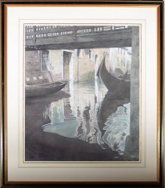 H. S. - 20th Century Watercolour, Venetian Back Waters