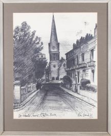 Ken Leech - 1965 Pen and Ink Drawing, St Paul's Church, Clifton