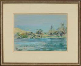 John Linfield (b.1930) - 1995 Watercolour, Egyptian Palm Groves