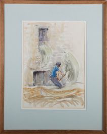 Gwendolen Jackson (b.1919) - 1952 Watercolour, Stacking Hay