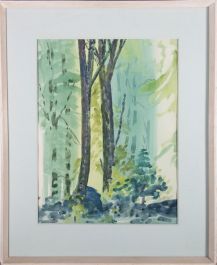 Gwendolen Jackson (b.1919) - 1958 Watercolour, Beeches in Spring