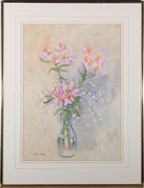 Robert Tucker  - 20th Century Watercolour, Freesias and Blossom Sprays