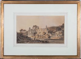 Georgian Early 19th Century Watercolour - Norman Abbey Ruins