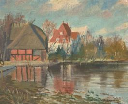 M. K.  - Danish School  1922 Oil, The Lake