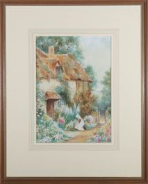 G.K. Mason - Early 20th Century Watercolour, Picking Flowers