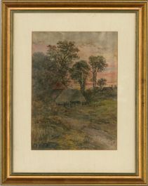 C. L. Davis - Signed and dated  1890 Watercolour, Landscape at Dusk