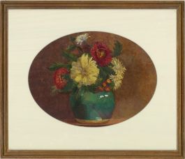 Early 20th Century Watercolour - The Green Vase of Flowers