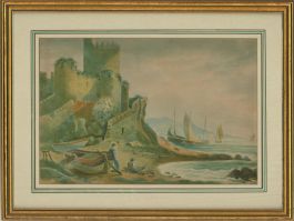 Early 19th Century Watercolour - Seaside Castle