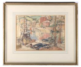 Mid 20th Century Watercolour - The Cornish Harbour