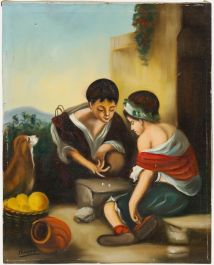 After Bartolome Esteban Murillo - Early 20th Century Oil, Playing Dice