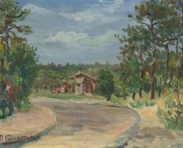 French School 1947 Oil - Countryside Villa
