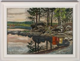 V.W - Framed 1929 Oil, Scandinavian Landscape