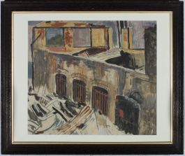 Framed Mid 20th Century Acrylic - Underground Waterway