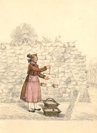 Pair of Swiss School c.1823 Watercolours - Tradeswomen