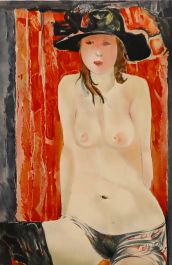 Mikhail Turovsky (b.1933) - Mid 20th Century Lithograph, Nude with Sun Hat