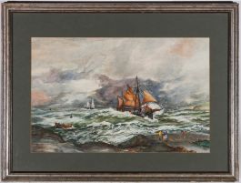 F. J. Edwards - 1981 Watercolour, Running for Shelter
