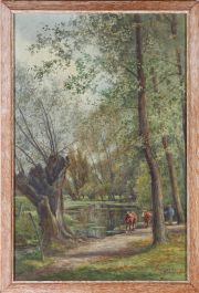 George H. Stubington - Early 20th Century Watercolour, Cattle On The Bank