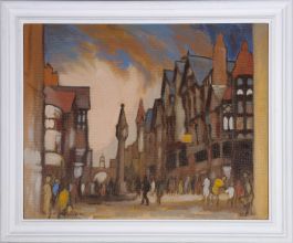 Mid 20th Century Oil - Bustling Street