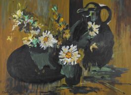 Follower of Edward Seago (1910-1974) - Oil, Flower Study in Green and Yellow