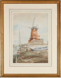 H. Remmington - Framed Early 20th Century Watercolour, Windmill on the Estuary