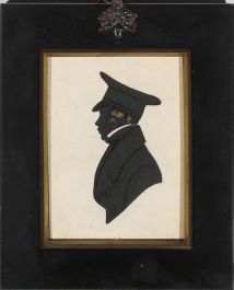 Miniature 19th Century Indian Ink - Silhouette of a Young Officer