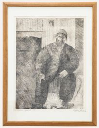 Johan Gobert - Framed 1977 Etching, Portrait of The Rabbi