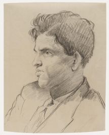Mid 20th Century Graphite Drawing - Man in Profile