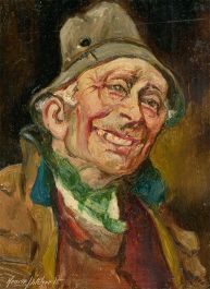 Henrie Pitcher (fl.1880-1904)   - 1915 Oil, Man in Green Neckerchief