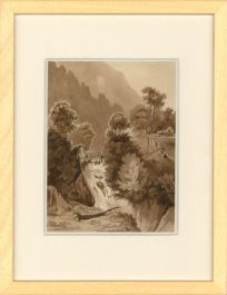 Follower of Simeon Fort (1793-1861) - Framed Watercolour, Top of the Falls