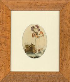G. Hull - 19th Century Watercolour, A Young Girl with Rabbits