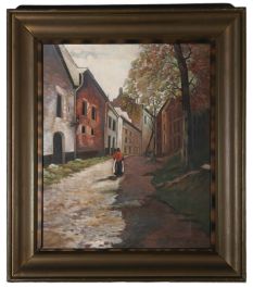 Jean Cuje - Framed 1948 Oil, Walking the Street