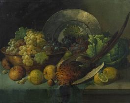 J. Urban - Late 19th Century Oil, Still Life, Fruit & a Pheasant