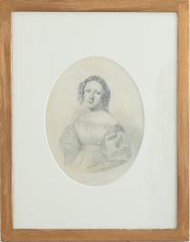 Manner of Sir George Richmond - Graphite Drawing, Victorian Beauty