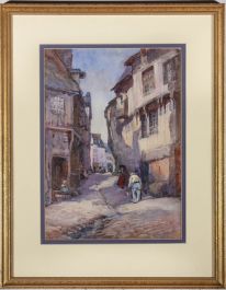 Framed Early 20th Century Watercolour - Purple Sunset