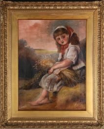 Mid 19th Century Oil - Girl with Wheat Sheaf