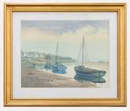 Attrib. Hugh Lynch - Framed 20th Century Watercolour, Boats in a British Harbour