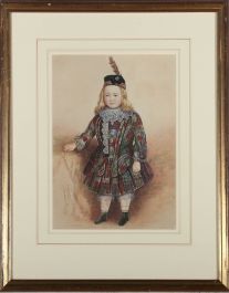 W. T. Bracewell - Framed 1855 Watercolour, Portrait in Tartan