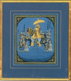 Indian Mughal School Mid 20th Century Gouache - A Royal Procession