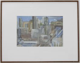 Framed Contemporary Oil - City Skyscrapers